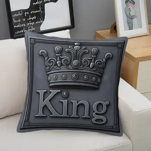 King Crown Throw Pillow, Luxury Cushion, Modern Accent Pillow Includes Pillow Core, Soft Digital Print Decor Pillow for Men's Bedroom, Living Room, Couch, Sofa, Perfect Gift for Dad Husband, Bedroom Decorative Accessories