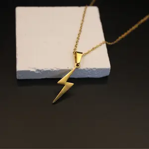 Upright Lightning Necklace, Gold Ligtning Necklace, Gold Choker Necklace, Custom Lightning Necklace, Christmas Gift, Zeus Necklace