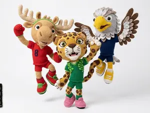 Handmade Amigurumi Sports Mascot Crochet Doll, Knitted Plush Toy, Cute Gift for Kids, Sports Fans, Home & Desk Decoration