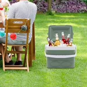 8.5 Liter Portable Camping Insulated Cooler Box Outdoor Activities Green/white