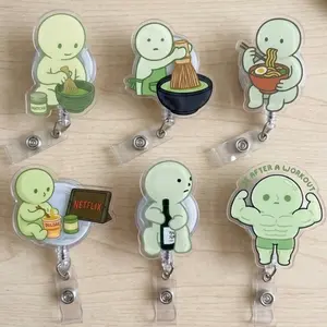 Funny Relatable Gymbro Acrylic Retractable Badge Reel Set for Office Staff