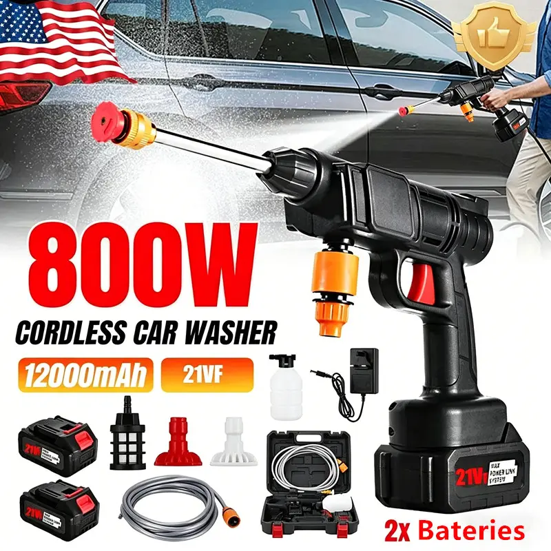 Cordless Pressure Washer, Portable High-Pressure Water Spray Gun with 2 Batteries and Expert Airbrush Detailing Kit