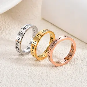 Roman Numeral  for Women Men,Engraved Band  Classic Promise Wedding Stackable  Jewelry Gift Ring summerwins,summerwins