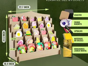 Sticker Display Stand with Curved Pockets for Big 4'' Stickers- Brochure Holder with Customizable Space - On the Go Display Stands for Vendor Events