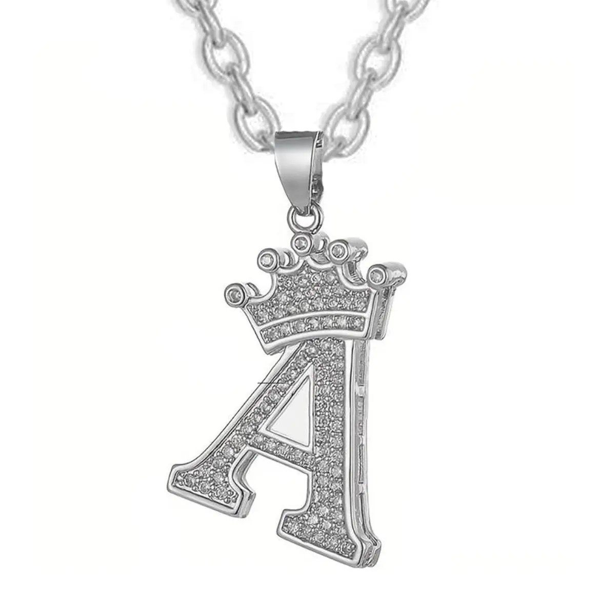 Initial pendants, Iced out initials letters pendant, for women and men perfect gift stainless steel never turn, with