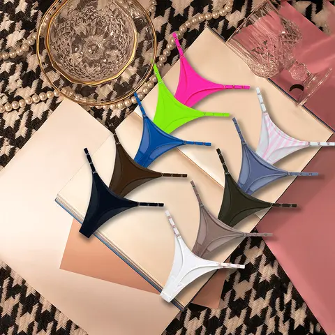 JROZXF Women's 5-Piece Knitted Solid Panties Underwear Set - Stylish Belt with Metal Accents, High-Quality Breathable Skin-Friendly Silky Fabric, Ideal for Birthday, Wedding, Preppy Thong Bikini Pairing & Everyday Wear