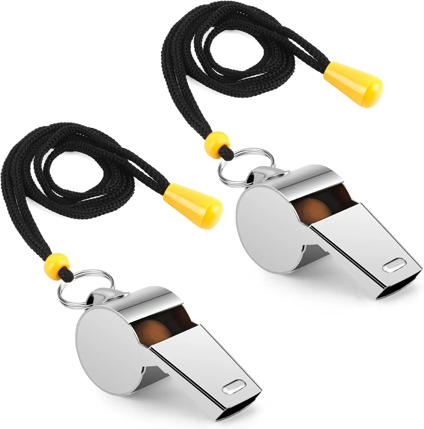 6Pack Stainless Steel Whistle with Lanyard Sound Whistle Ideal for Coaches, Referees, and Official