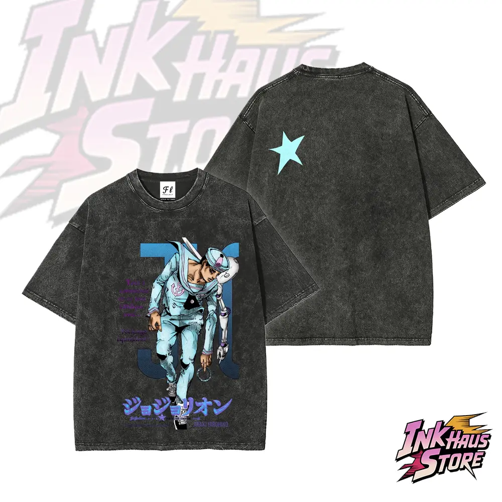 Josuke Higashikata (JoJo's Bizarre Adventure Part 8: The Gospel of JoJo) -- Short Sleeve Cotton Unisex Retro Wash Tee