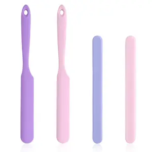 4PCS Silicone Wax Stick, Reusable Non Stick Waxing Applicator, Hair Removal Waxing Spatulas, Popsicle Sticks for Beauty Cosmetics Home Salon Body Use