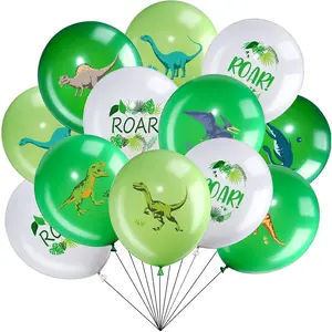 36 Pcs Dinosaur Balloons Dino Latex Balloons for's Birthday Party, 12 Inch Green Dinosaur Printed Pattern Style, Jungle Themed Decoration for Kids Boys Birthday Party Shower