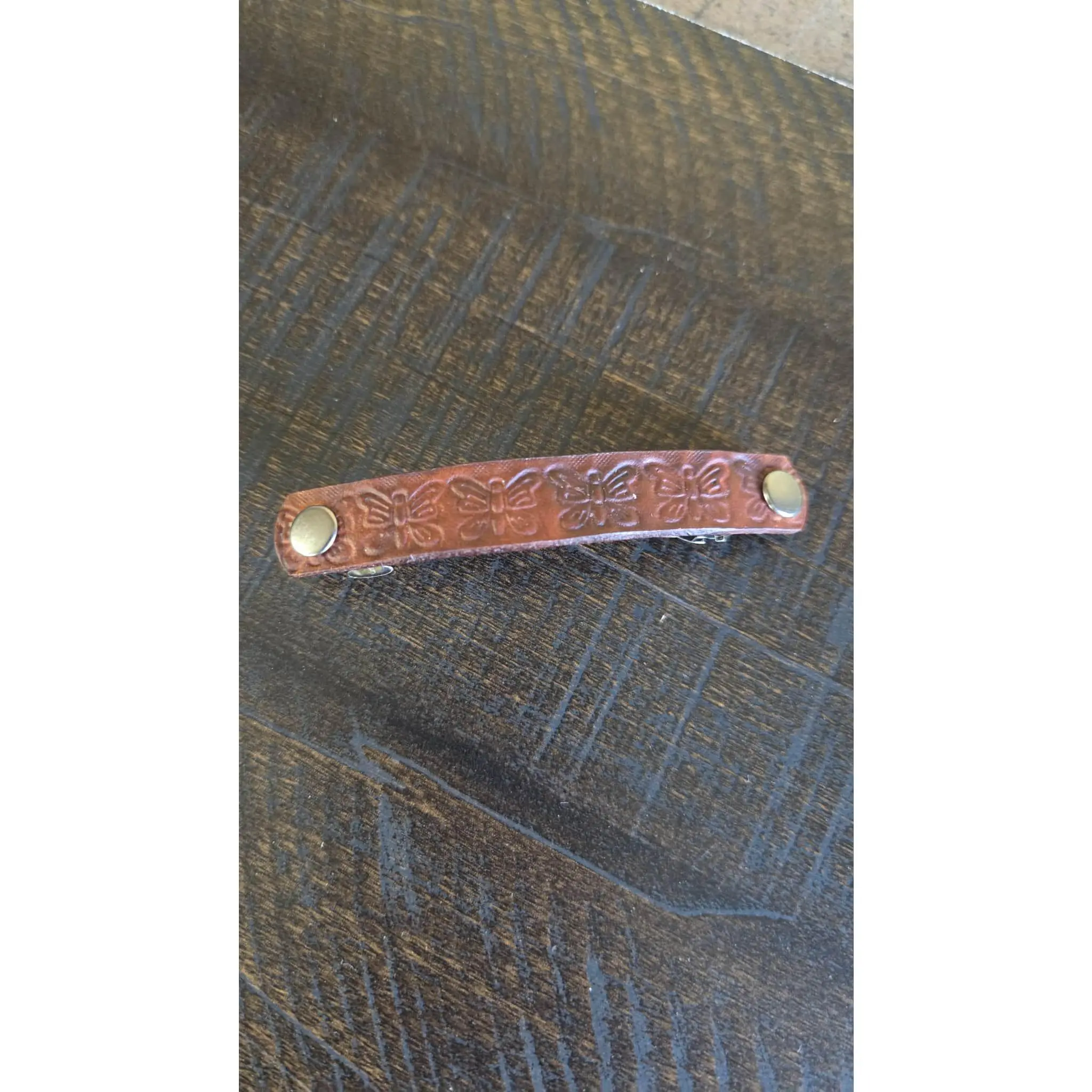 Handcrafted Leather Hair Barrette for Female, Elegant Butterfly Design for Everyday Wear - Securely Holds Hair, Handcrafted By A Veteran, Cute Style Hair Clips