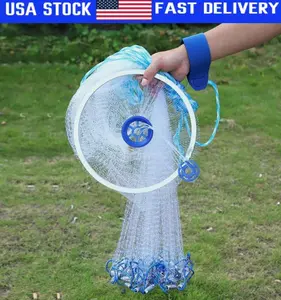 6-16Ft Fishing Cast Net w/Zinc Ring Bait Easy Throw Hand Cast Strong Nylon Mesh