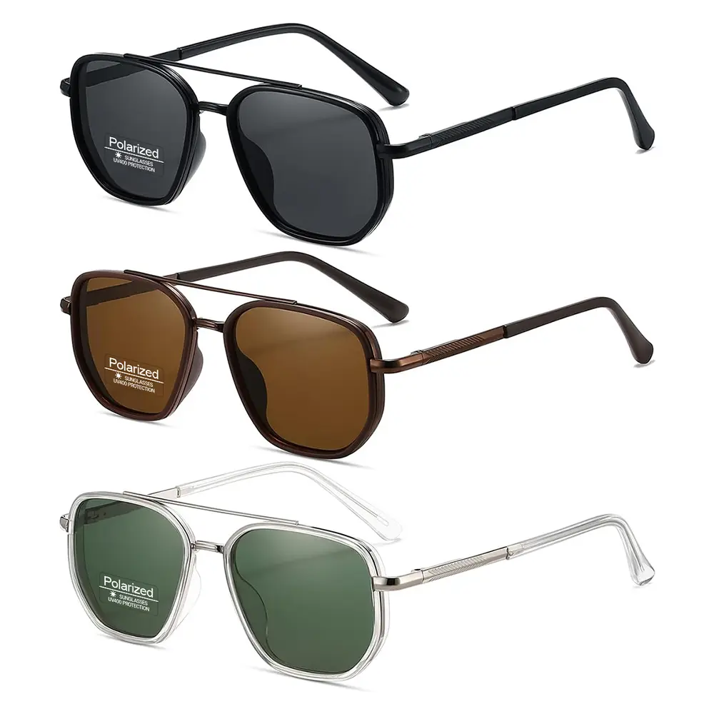 Retro Square Aviator Sunglasses, Unisex Metal Alloy Full Rim Frame with Polarized HD Lenses, UV400 Protection for Driving, Vintage Square Shades, Hd Polarized Sunglasses, Polarized Vintage Sunglasses