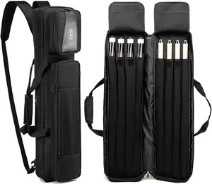 Pool Cue Case 4x4, Pool Cue Carrying Case Holds 4 Butts and 4 Shafts, Soft Padded Pool Stick Case with Multi-pocket and Adjustable Shoulder Straps