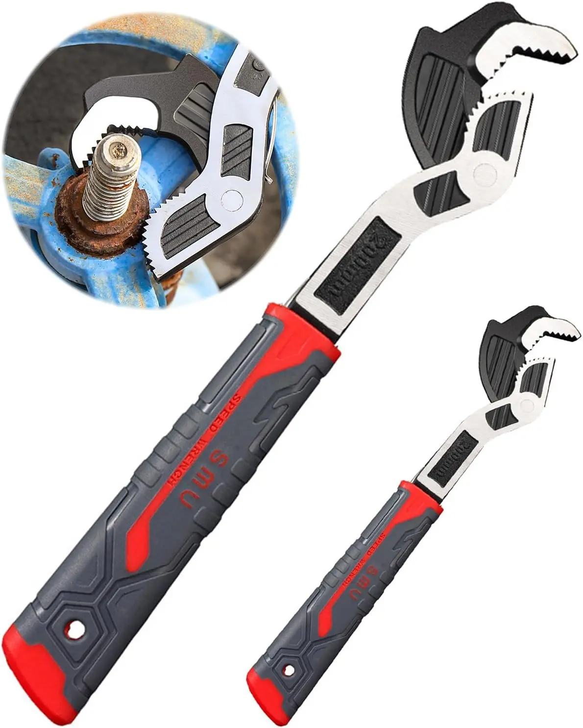Multifunctional Self-Locking Sink Wrench,  6" 8" Universal Soft Grip Plumbing Spanner, Self-Adjusting Quick Power Grip Pipe Wrench for DIY Projects