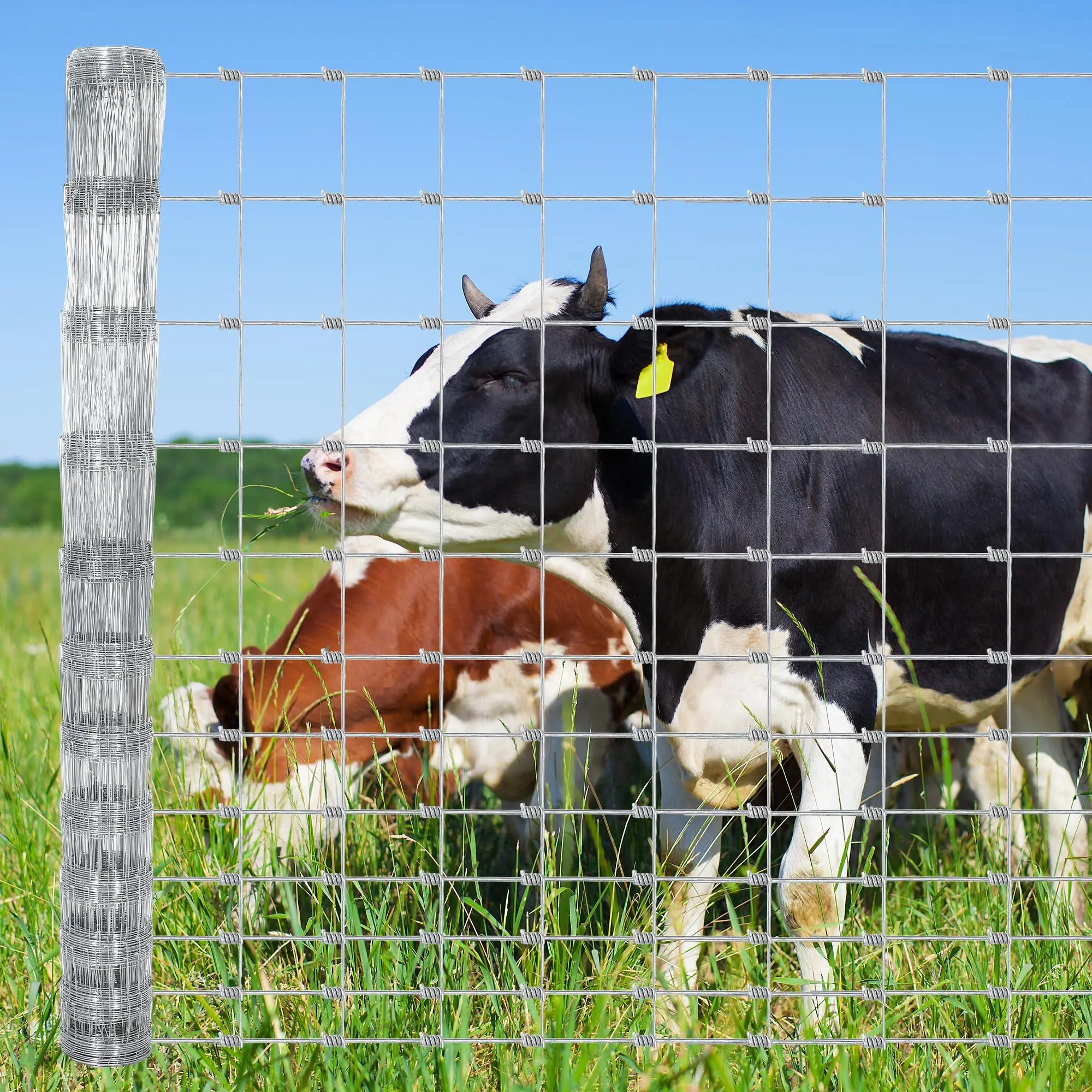 Livestock Fence, 6Ft x 328Ft Galvanized Wire Fencing, Cattle Farm Fence, Deer Fences, Heavy Zinc Goat Fences for Goat Deer Yard Livestock Protection