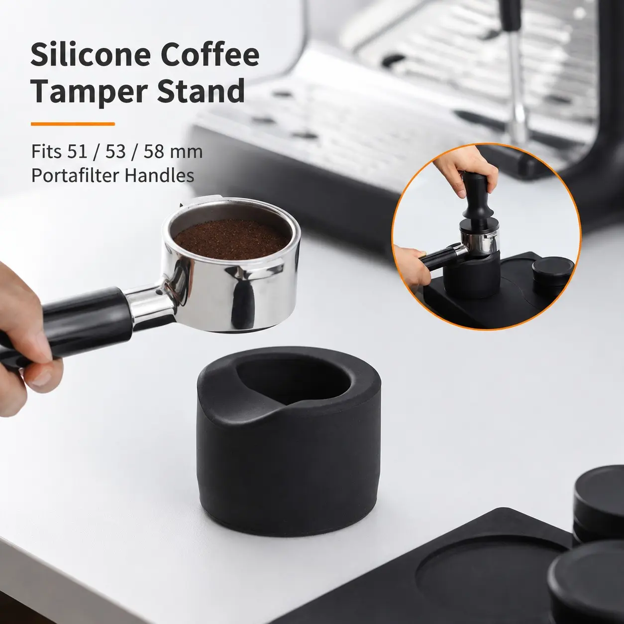51-58mm Universal Espresso Tamper Base, Italian Handle Tamper Base, Silicone, Easy Clean, Coffee Machine Accessory, Barista Tool