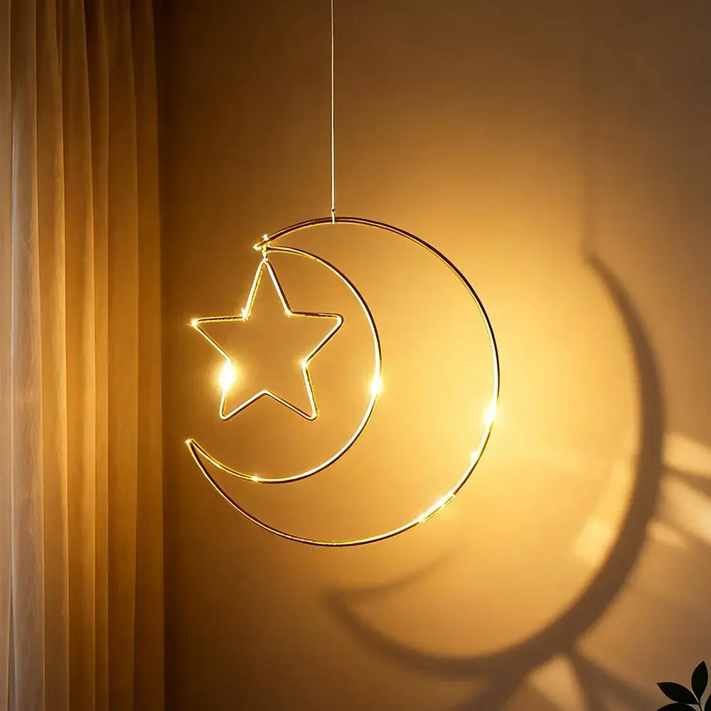 Moon star hanging decoration home ornament for Muslim Islamic Ramadan Kareem Eid mubarak happy Eid al-Fitr Al Adha Iftar party home wall art