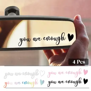 4 pcs Car Rearview Mirror Decal 4" Width Cute Mirror Decal, Tumbler Sticker, Water Bottle Stickers Hello beautiful sticker ,you are enough,  Passenger Princess sticker,i love you, drive safe decal, Tell your dogI said hi-,Jesus loves you decal