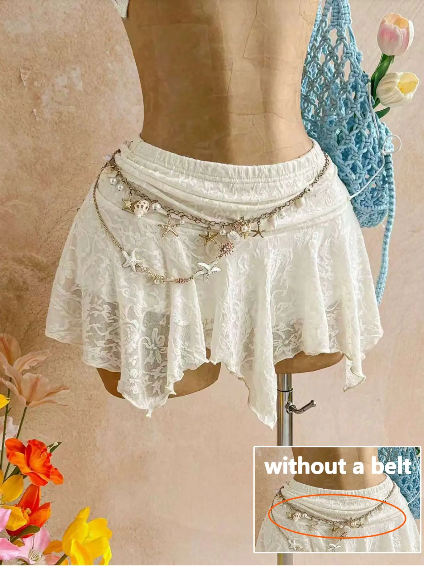 Women's Summer Lace Loose Asymmetrical Hem Dress, Easter Carnival Costume Party Beach Wedding Graduation, Chic Elegant Bohemian Style Skirts Bottoms