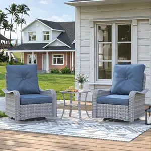 【LIVE】Modern 3-Piece Wicker Outdoor Furniture Set - High-Back Rocker Deep Seat Outdoor Chairs with 4" Cushions, Fade-Resistant Side Table, All-Weather PE Rattan for Garden, Backyard, Patio Furniture Sets,summerwins,outdoorfurnitureset