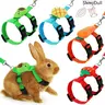 4-Set Color Swap Bunny Harness and Leash - Rubber Fruit Cute Ornaments Vest, Carrot-Avocado Design, Skin-Friendly, Adjustable Fit, Chest Girth 20-33 cm, for Small Pets Like Bunnies, Kittens, Outdoor Training Walks