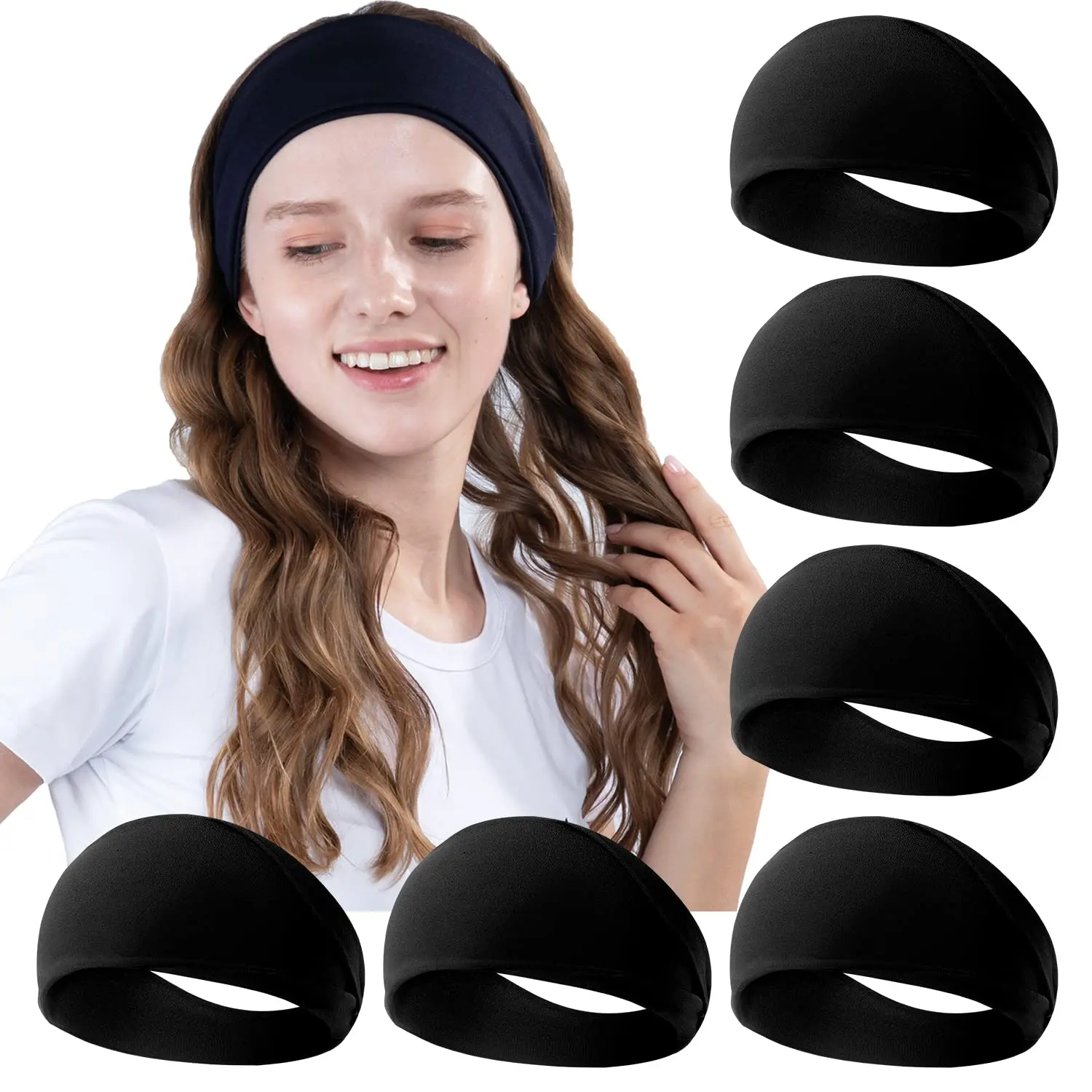 6Pcs/Set Workout Wide Headbands for Women,Non Slip Super Soft Yoga Running Exercise Head Bands,Elastic Sweat Band Hair Bands for Women's Hair,Solid Color Headband Hair Wrap,Christmas Gifts,Summervibes