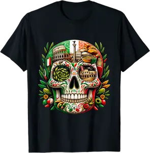Sugar Skull Italy Day of the Dead USA Mexico Lovers T-Shirt - Kadondaxe Shop 80B0CQ5J19BY