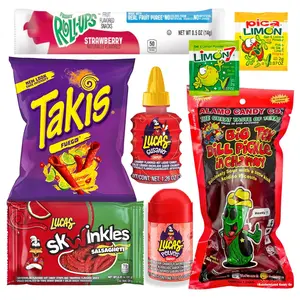 Tiktok Chamoy Pickle Kit With Fruit-Roll-up & Chips, Includes Lucas Gusano, Skwinkles Salsagheti & More by Ma Lit Candy (Big Tex Chamoy Pickle) Snack Tangy