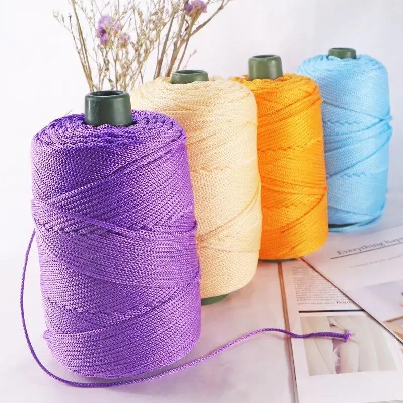 Colorful Ice Silk Thread, 1 Count Handmade Crochet Thread, DIY Crochet Supplies for Summer Hat Storage Basket Cushion