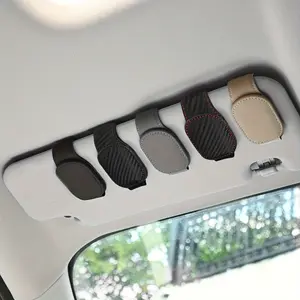 Magnetic PU Leather Sunglasses Holder: Keep Your Eyeglasses Safe & Secure in Your Car! Car Storage Organizers Car Interior Organizers