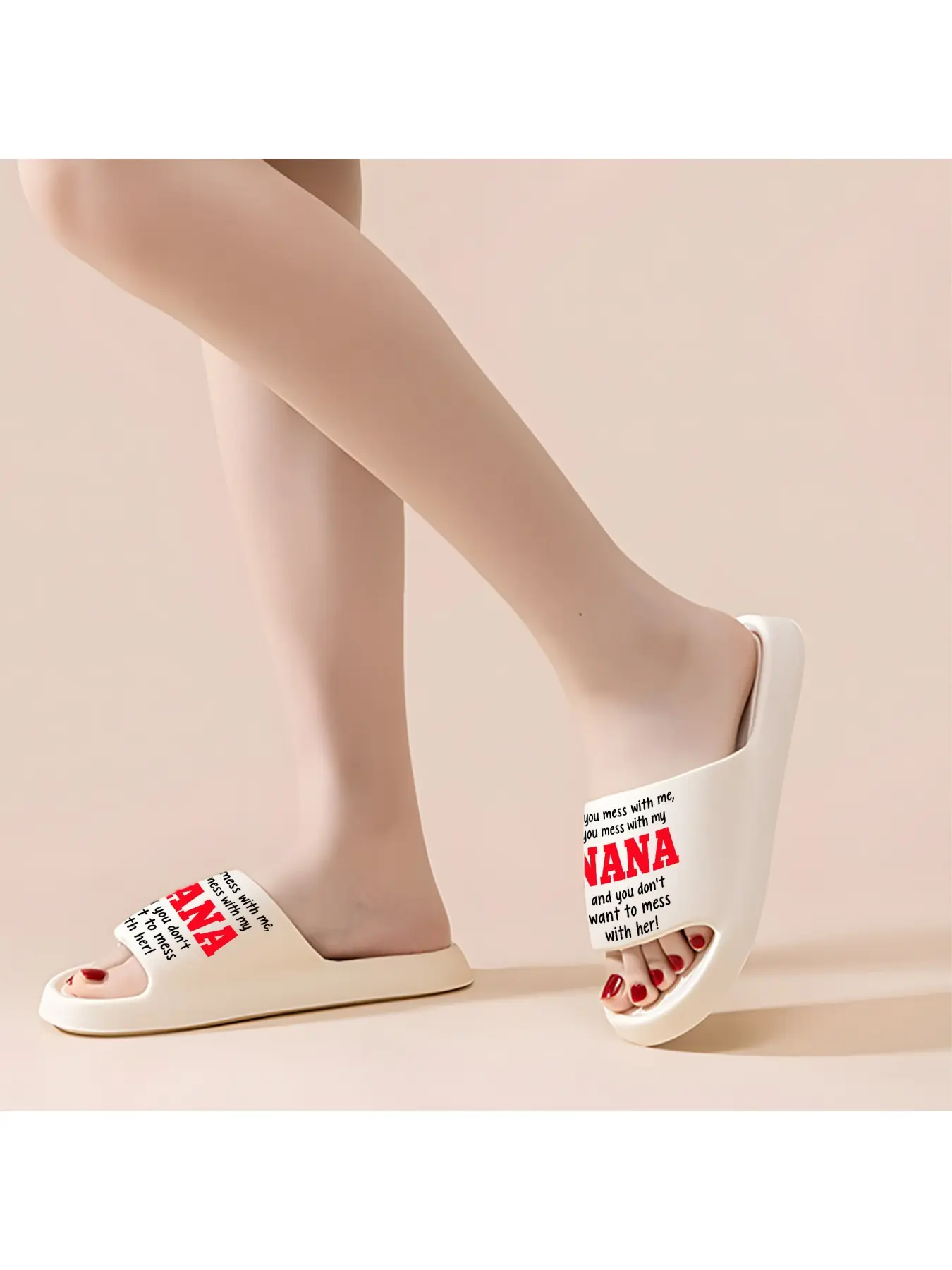 Funny Nana Themed Print Slippers Soft Sole Open Toe Slides For Men And Women Non Slip Comfy Slippers Creative Family Gift For Grandma Perfect For Indoor Outdoor Daily Wear Casual Versatile House Sho