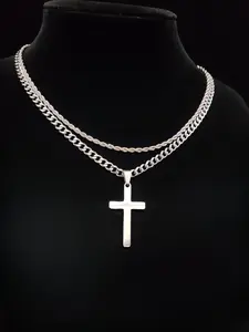 Cross Pendant & Necklace Set, Cross Charm Necklace for Men & Women, Stainless Steel Jewelry for Party, Daily Clothing Decor, Trendy All-match & Exquisite Jewelry for Birthday Gift, High End Necklace