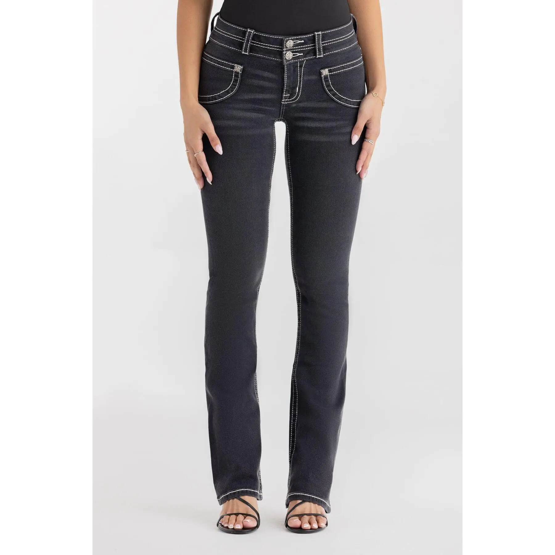 Ebony Stitched Bootcut Jeans