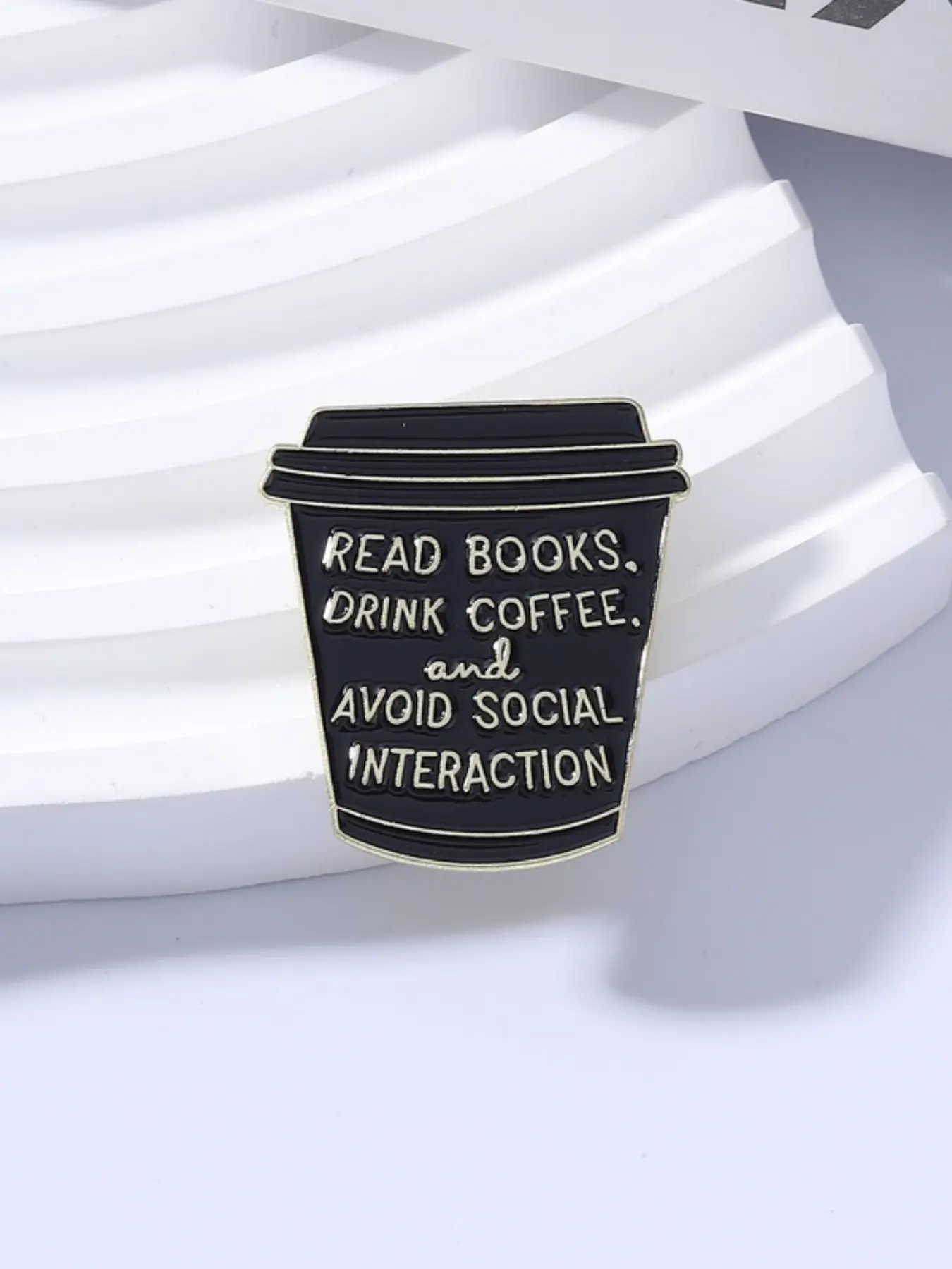 Read Books Drink Coffee Avoid Social Interaction Enamel Pin ,Coffee Cup Cartoon Pin ,Socially Awkward Introverts Brooches Lapel Pins for Backpack Jacket Lapel Badge Decoration Jewelry Gift Accessorirs for Friends Alloy Brooch Pin