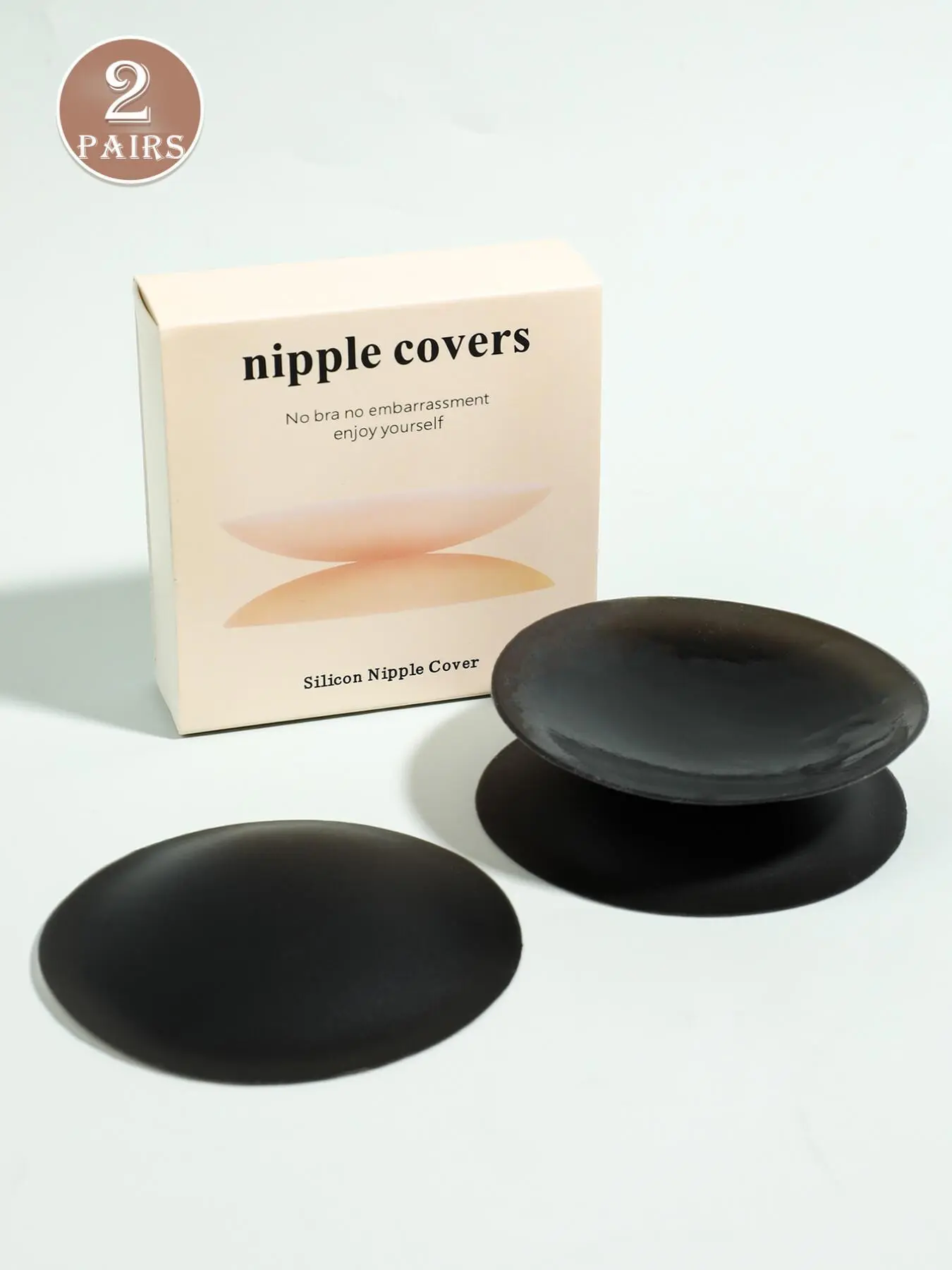 Gift box set of creative black silicone invisible nipple covers, reusable silicone nipple pads, adhesive chest stickers, seamless self-adhesive invisible anti-protrusion, women's underwear and lingerie accessories