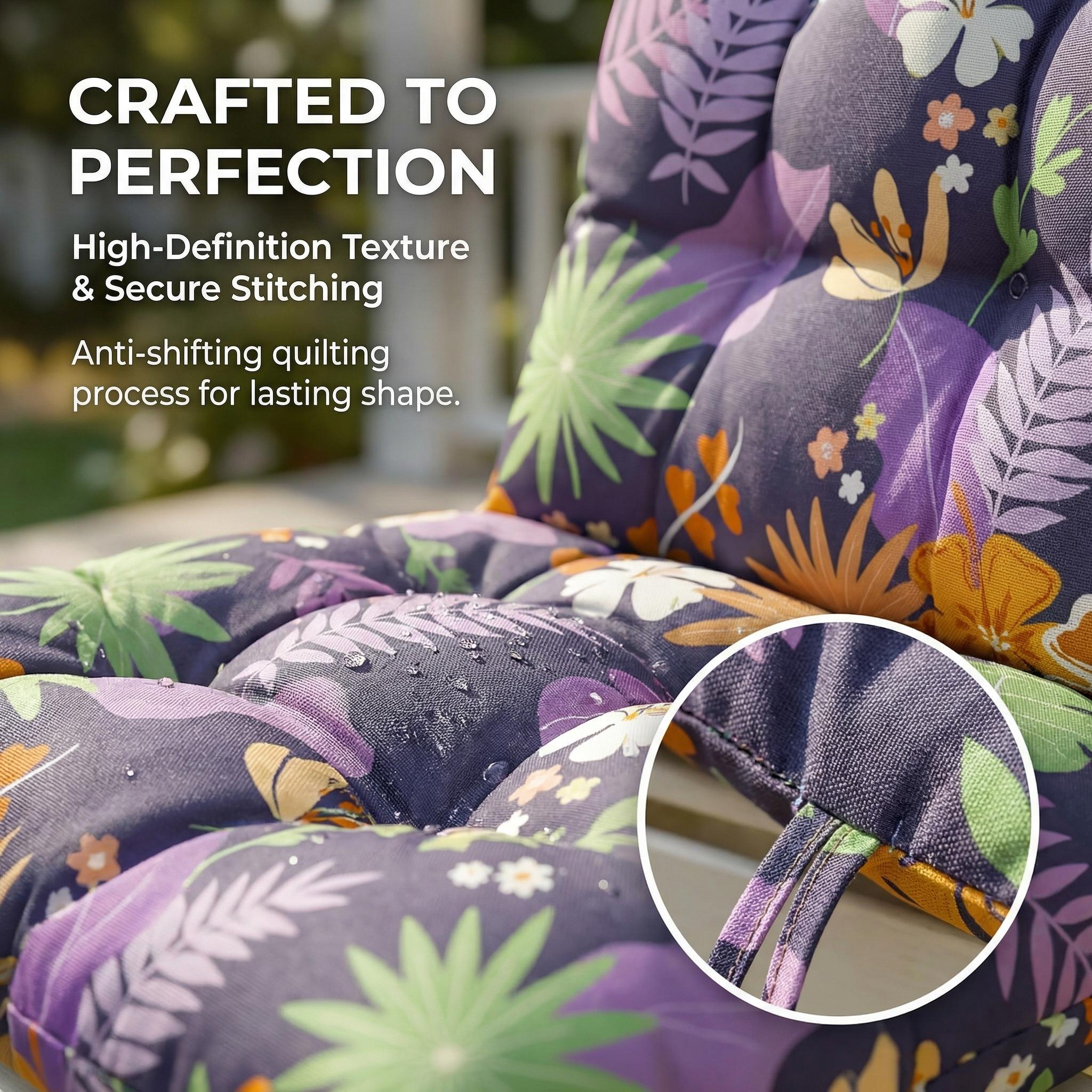 Outdoor Chaise Lounge Chair Cushion Waterproof 66 x 21 x 4 Inches Cotton Zero Gravity Chair Cushions with Ties, Soft Thickened Lounge Chair Cushions for Indoor Outdoor Furniture (Purple Flower Leaf)