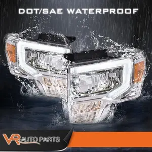 FIT FOR 09-14 FORD F150 F-150 LED DRL CHROME HEADLIGHT HEADLAMPS AMBER REFLECTOR, Amber Corners, Bolt-On Swap Assembly