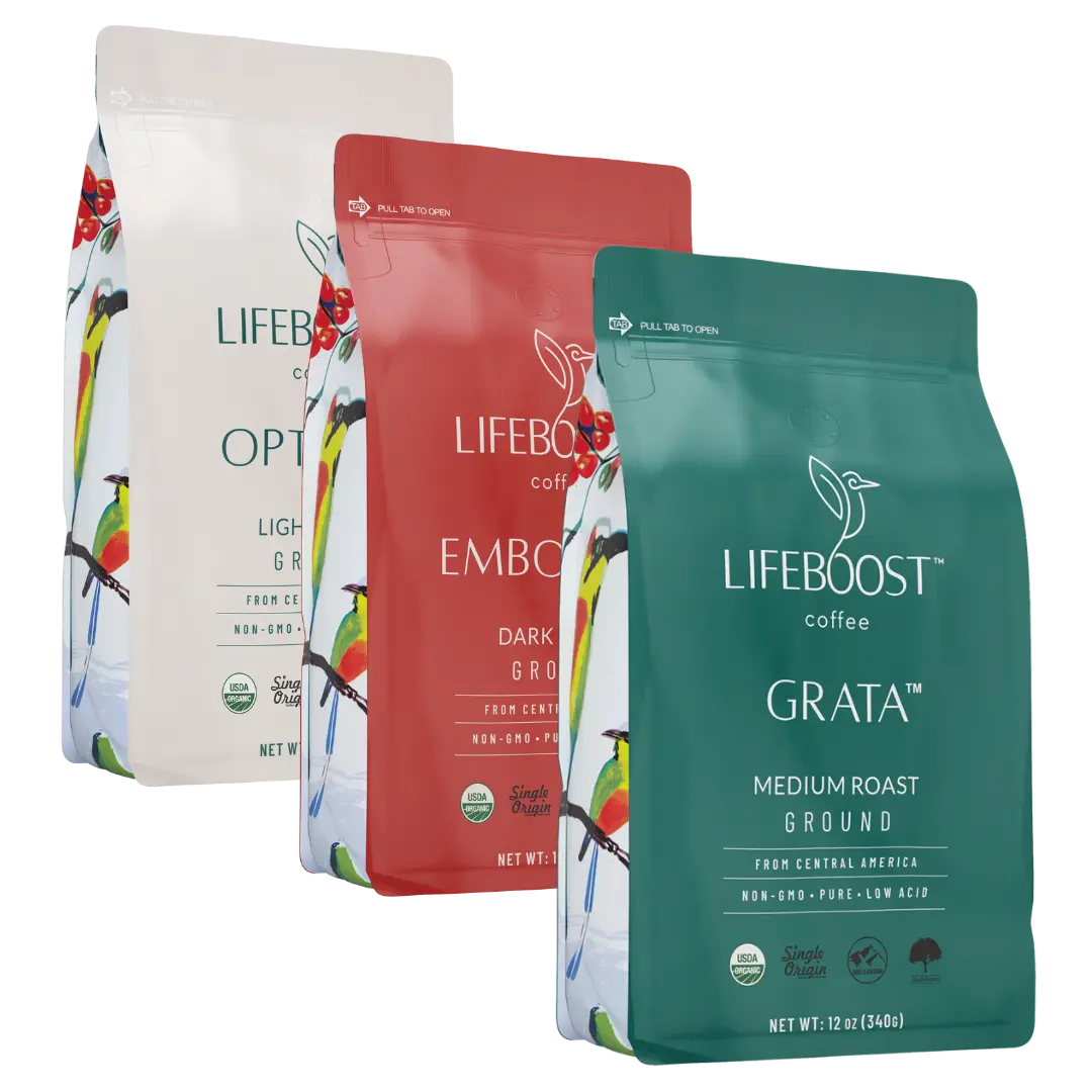 Combo Pack Ground-Light, Medium, & Dark Roast Organic coffee