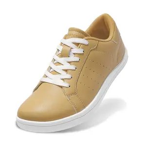 Zorwalk minimalist barefoot shoes for men and women — classic PU leather sneakers with an extra wide toe box and big toe heightening | zero-drop walking shoes for everyday wear | double arch support, orthopedic-friendly casual footwear for office, travel,