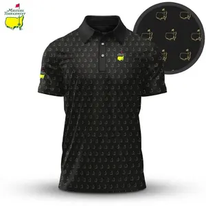 Classic Black Masters 2026 Golf Polo Shirt Men Performance Print Polo Shirt Breathable Lightweight Athletic Wear