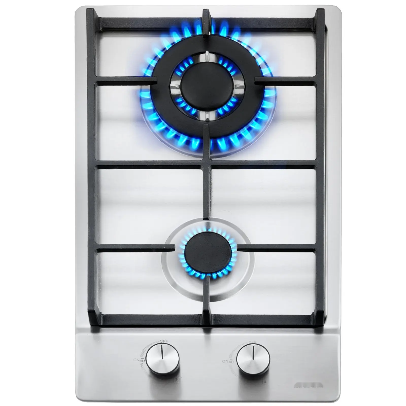 Gas Cooktop 12 Inch, Max 12250BTU, 2 Burners, Built-In Stainless Steel Stove Top, LPG/NG Convertible Dual Fuel Natural Gas Hob with Thermocouple Protection, Easy Clean Surface, Durable Kitchen Appliance