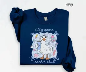 Silly Goose Teacher Club T-Shirt or Sweatshirt, Trendy Teacher Shirt, Cute Back to School, Funny Goose Group Teacher Crew Neck, New Teacher Gift