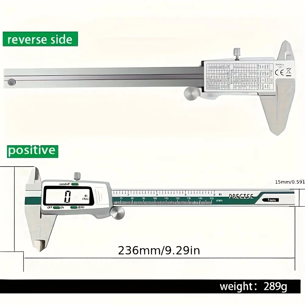 ET50 150mm Digital Vernier Caliper, 0.01mm High Precision Stainless Steel Measuring Tool, Clear LCD Screen Supports MM/Inch/Fraction Unit Conversion, Sturdy Measuring Gauge for DIY Engineering, Workshop Metal and Wood Working Projects