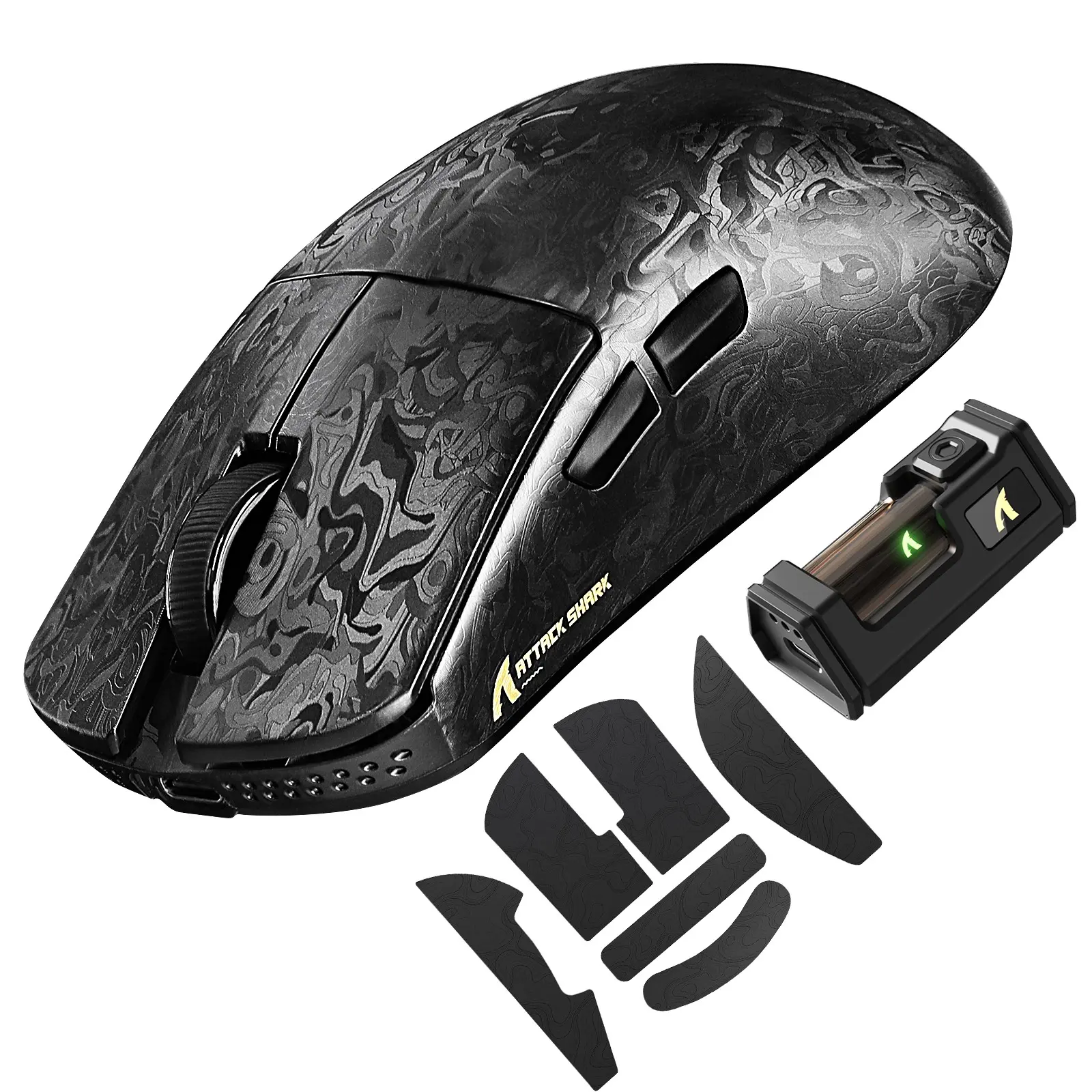 ATTACK SHARK R11 Ultra 8K Carbon Fiber Wireless Gaming Mouse,PAW3950 MAX Sensor,49g Ultra-Lightweight,Nordic 52840 MCU Chip,42000 DPI,Tape,Wired/BT/2.4GHz Wirelss Programmable Mouse for PC/Mac