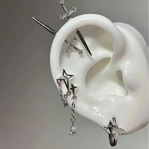 1 Pcs Excalibur Demon Sword Ear Studs Surgical Steel Anti-Allergic Wing Earrings for Helix Conch Cartilage Piercing Jewelry