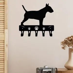 Dog Design Key Holder, Wall Mounted Metal Key Hook with 5 Hooks, Home Organizer Hook, Home Decor for Living Room Bedroom, Wall Decor for Dog Lovers, Shelves