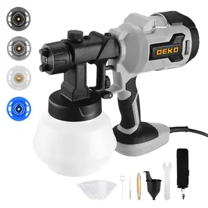 DEKO 800ML 700W Corded Electric Paint Sprayer With 4 Nozzles 3 Spray Patterns Portable Lightweight Powerful HVLP Spray Gun For Furniture Cabinets Fences Walls House Painting Car Repair DIY Chairs
