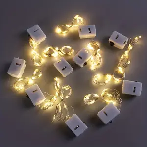 6/12 three-color LED light string button battery box, LED copper wire light, room decoration atmosphere small lights, for Christmas decoration and outdoor lighting string, marriage proposal, flower decoration