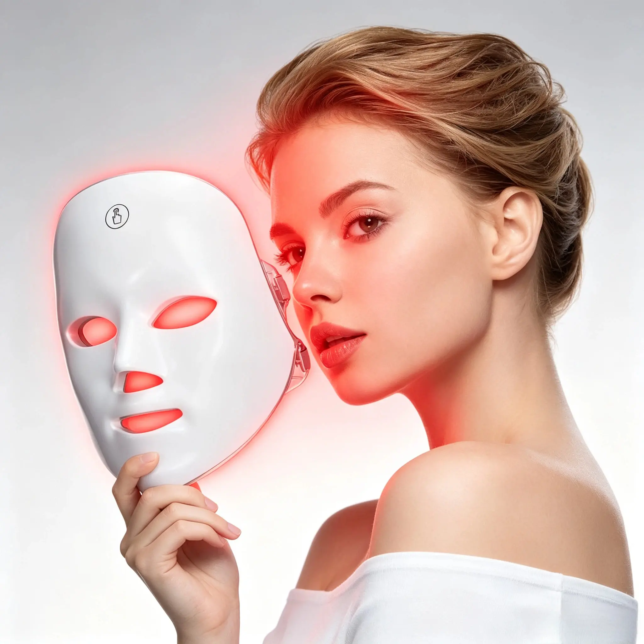 Rechargeable Wireless LED Face Mask With 7 Color Lights At-Home Facial Care Instrument Portable Skin Glow Up Accessory Nice Gift For Women